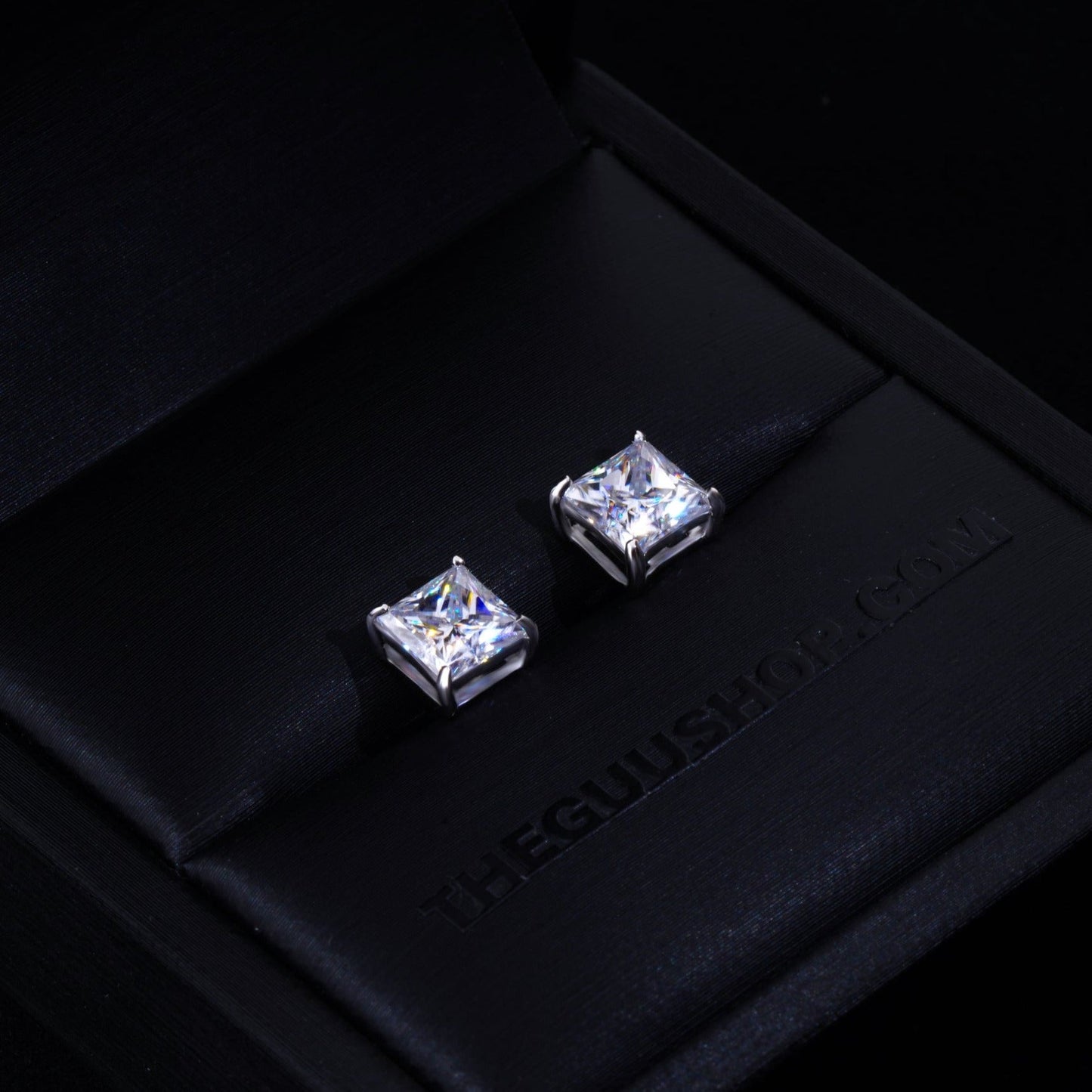 2.40 Carat VVS Moissanite Princess Cut Stud Earrings