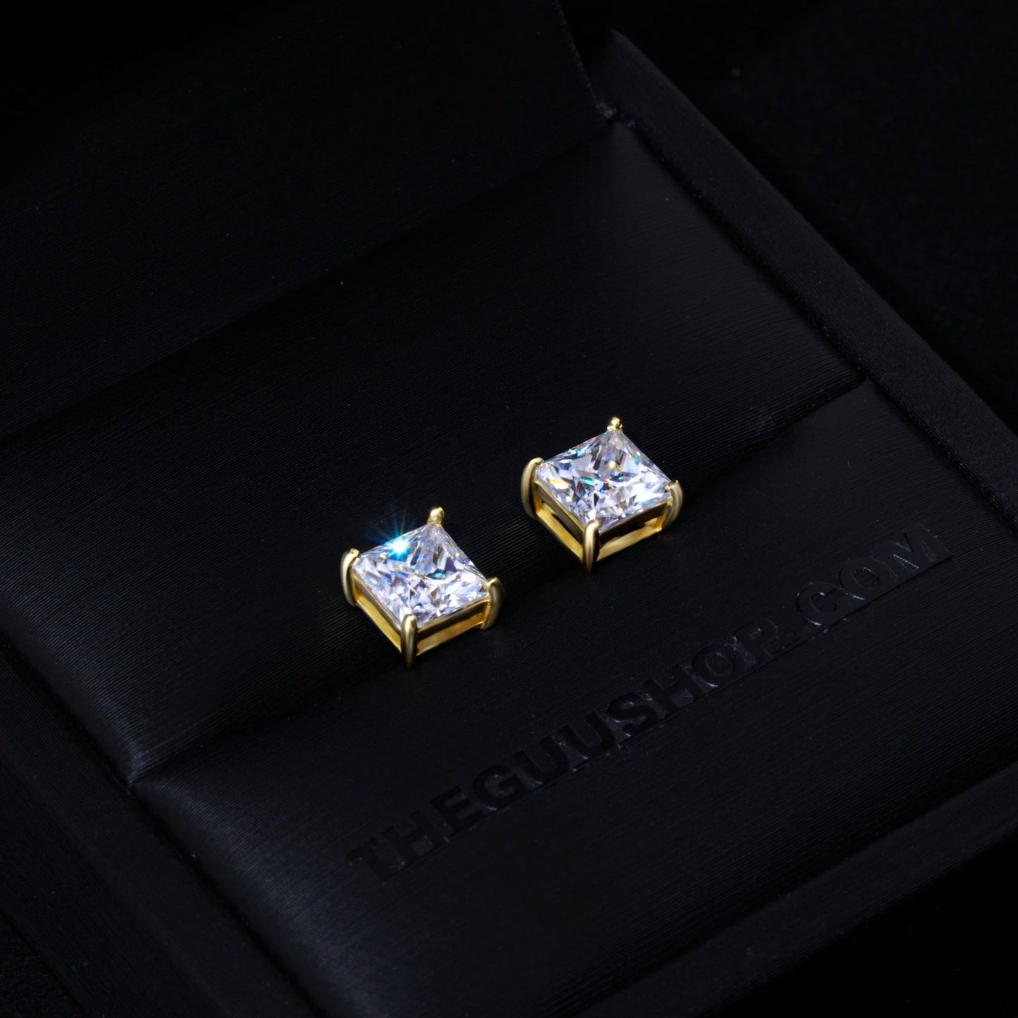 2.40 Carat VVS Moissanite Princess Cut Stud Earrings