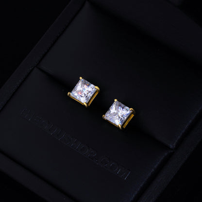 2.40 Carat VVS Moissanite Princess Cut Stud Earrings