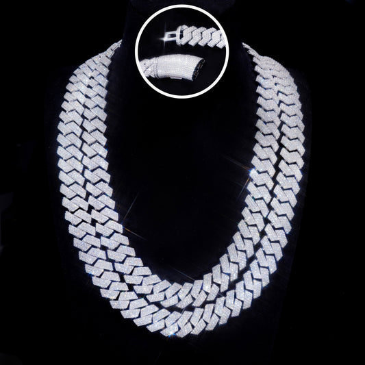 16MM 3-ROW CURVED CLASP PRONG CUBAN CHAIN