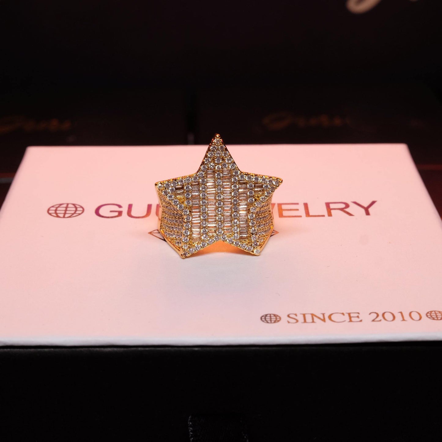 18K Gold-Plated Micro-inlay AAA CZ Pentagram Ring