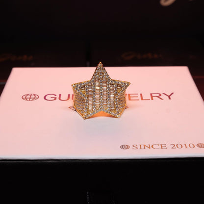 18K Gold-Plated Micro-inlay AAA CZ Pentagram Ring