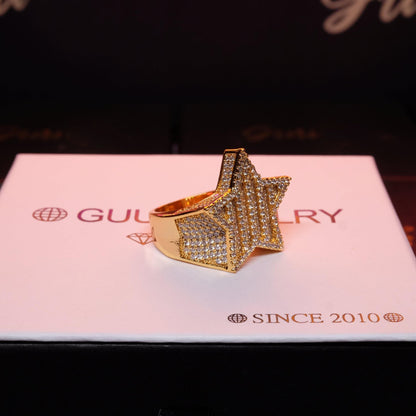 18K Gold-Plated Micro-inlay AAA CZ Pentagram Ring