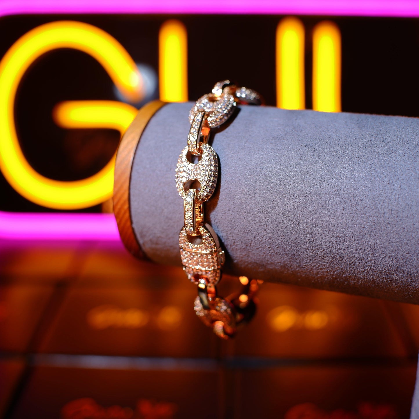 18K Gold-Plated Solid Coffee Beans Link Bracelet