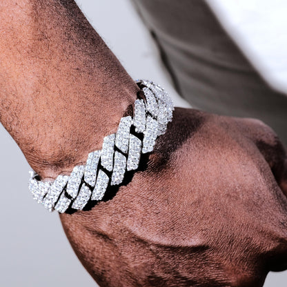 19MM 2-Row Iced Prong Cuban Bracelet