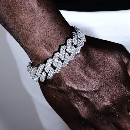 19MM 2-Row Iced Prong Cuban Bracelet