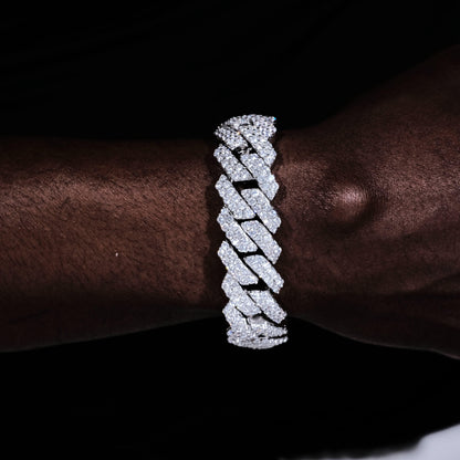 19MM 2-Row Iced Prong Cuban Bracelet
