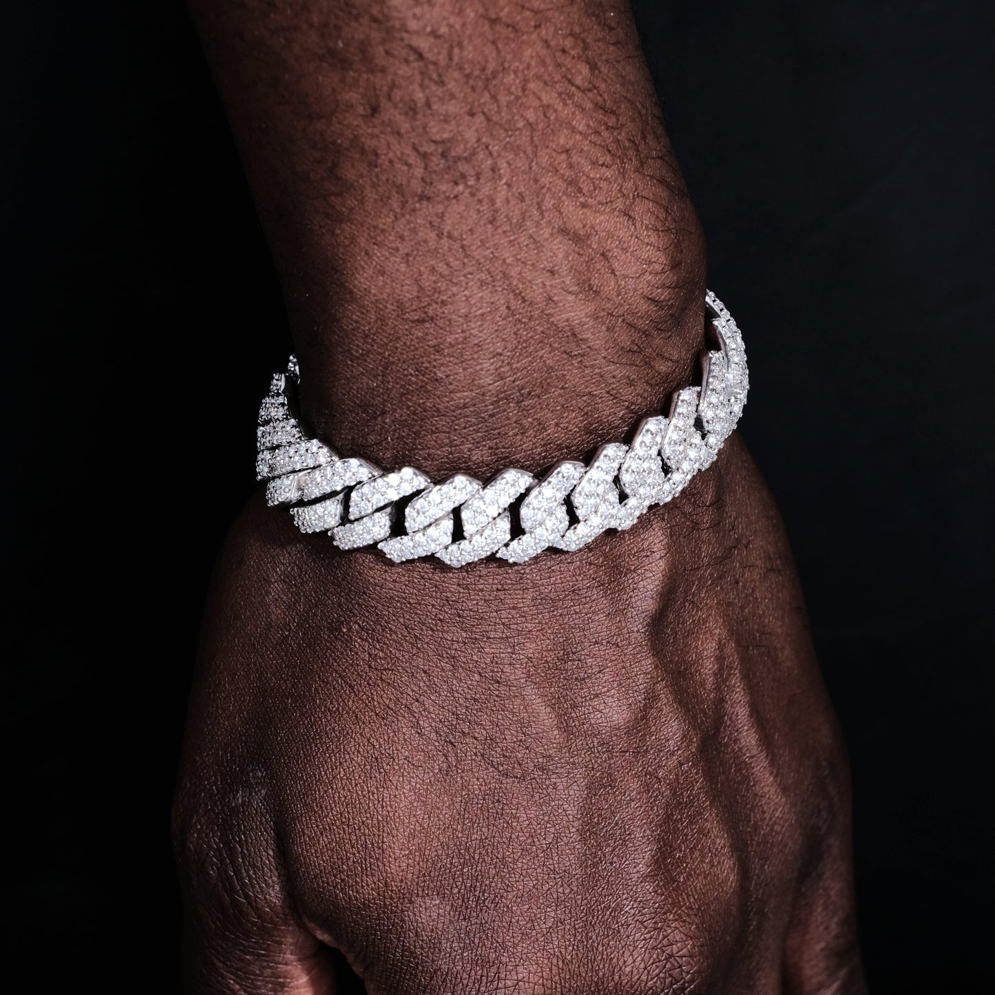 14MM 2Row Prong Cuban Link Necklace + Bracelet Bundle In White Gold