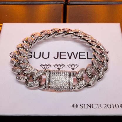 13MM 18K White Gold-Plated Classic Miami Cuban Link Bracelet