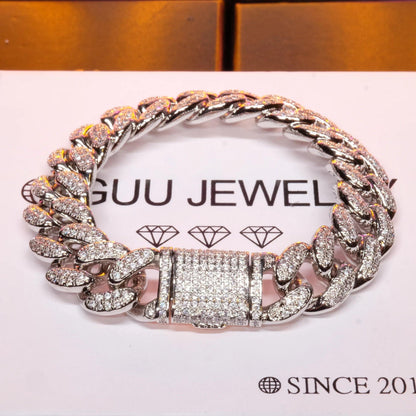13MM 18K White Gold-Plated Classic Miami Cuban Link Bracelet