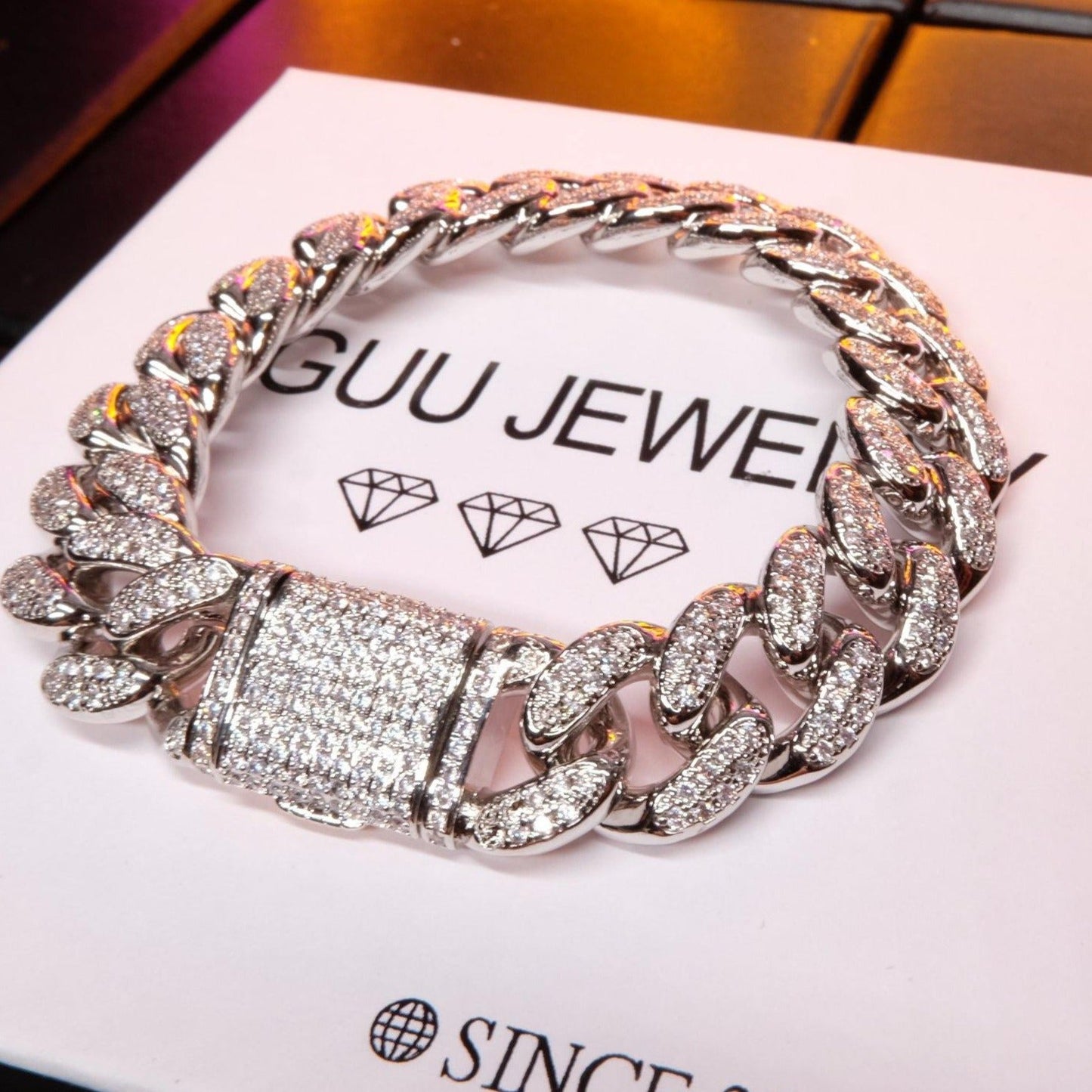 13MM 18K White Gold-Plated Classic Miami Cuban Link Bracelet