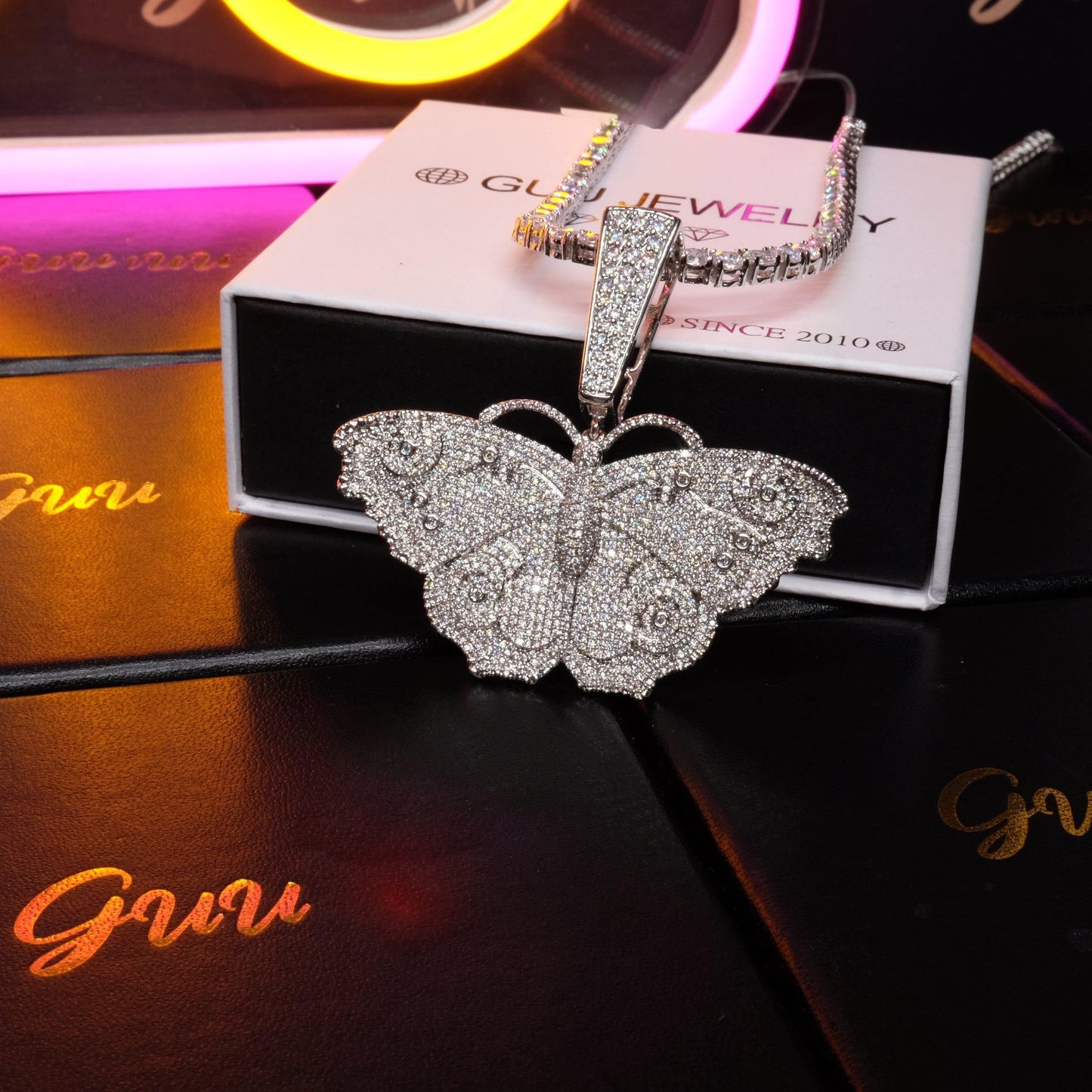 18K Gold-Plated Micro Inlay  AAA CZ Butterfly Pendant