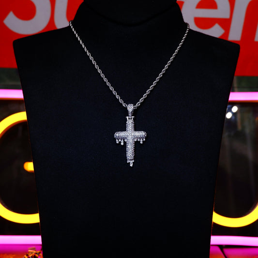 18K Gold-Plated Micro-inlay CZ Cross Necklace