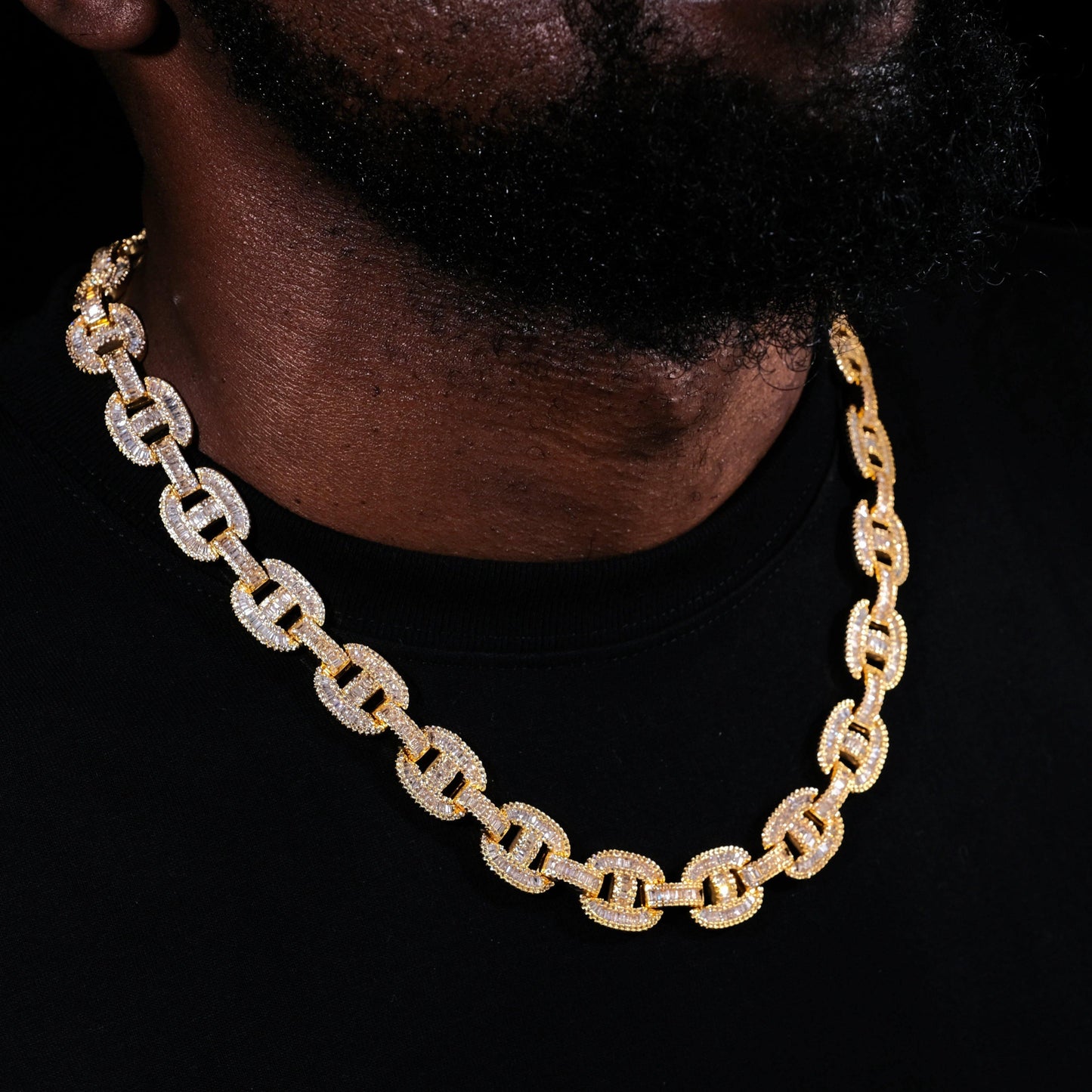 15mm Baguette Mariner Chain 18k Gold