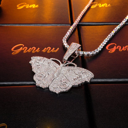 18K Gold-Plated Micro Inlay  AAA CZ Butterfly Pendant
