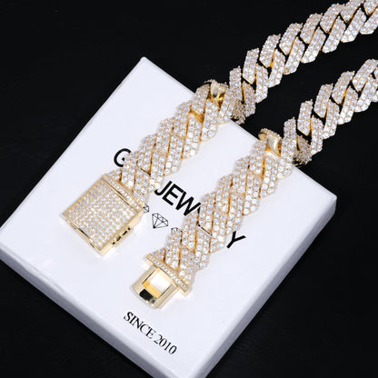 19mm 2-Row Iced Prong Cuban Chain In 18K Gold (Reward)