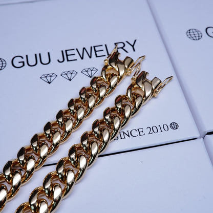 12mm 18K Gold-Plated Classic Miami Cuban Link Bracelet