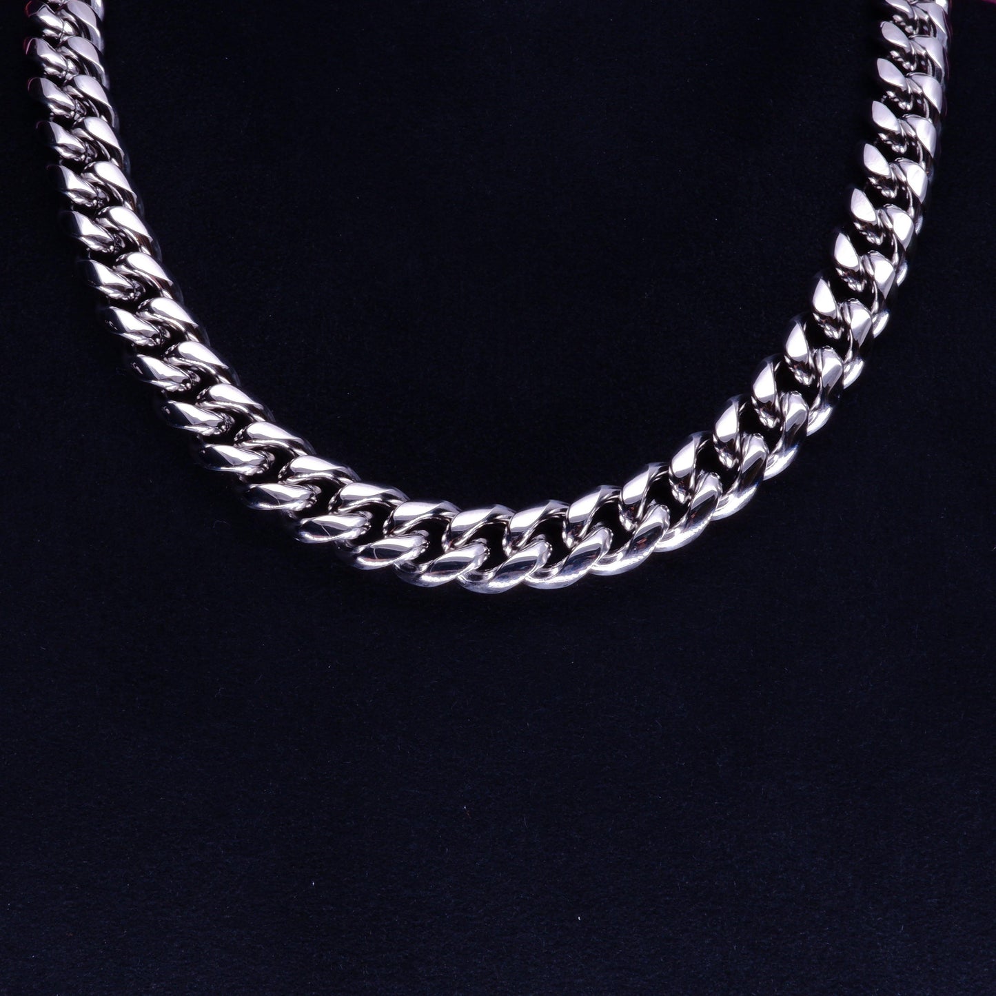 12mm 18K WhiteGold-Plated Classic Miami Cuban Link
