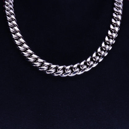 12mm 18K WhiteGold-Plated Classic Miami Cuban Link