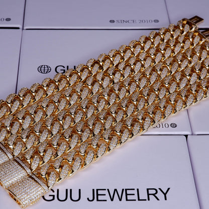 13MM 18K Gold-Plated Classic Miami Cuban Link Bracelet