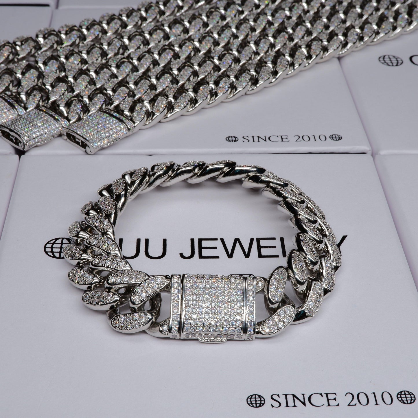 13MM 18K White Gold-Plated Classic Miami Cuban Link Bracelet