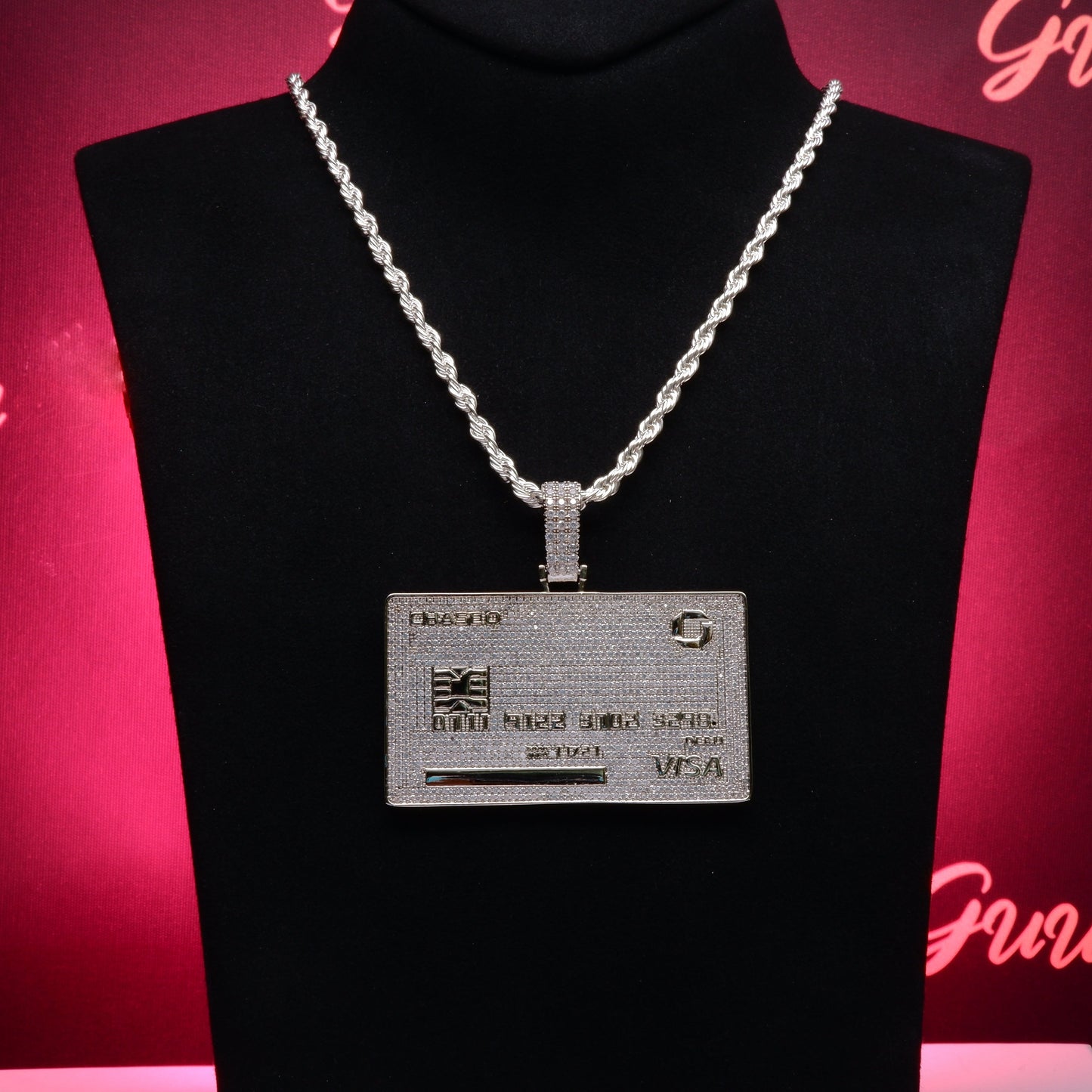 18K Gold-Plated Credit Card Bank card Iced Pendant