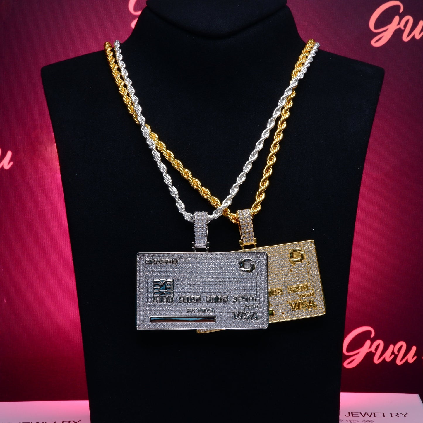 18K Gold-Plated Credit Card Bank card Iced Pendant