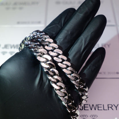 13mm 18K White/Gold-Plated Seamless Iced Cuban Chain