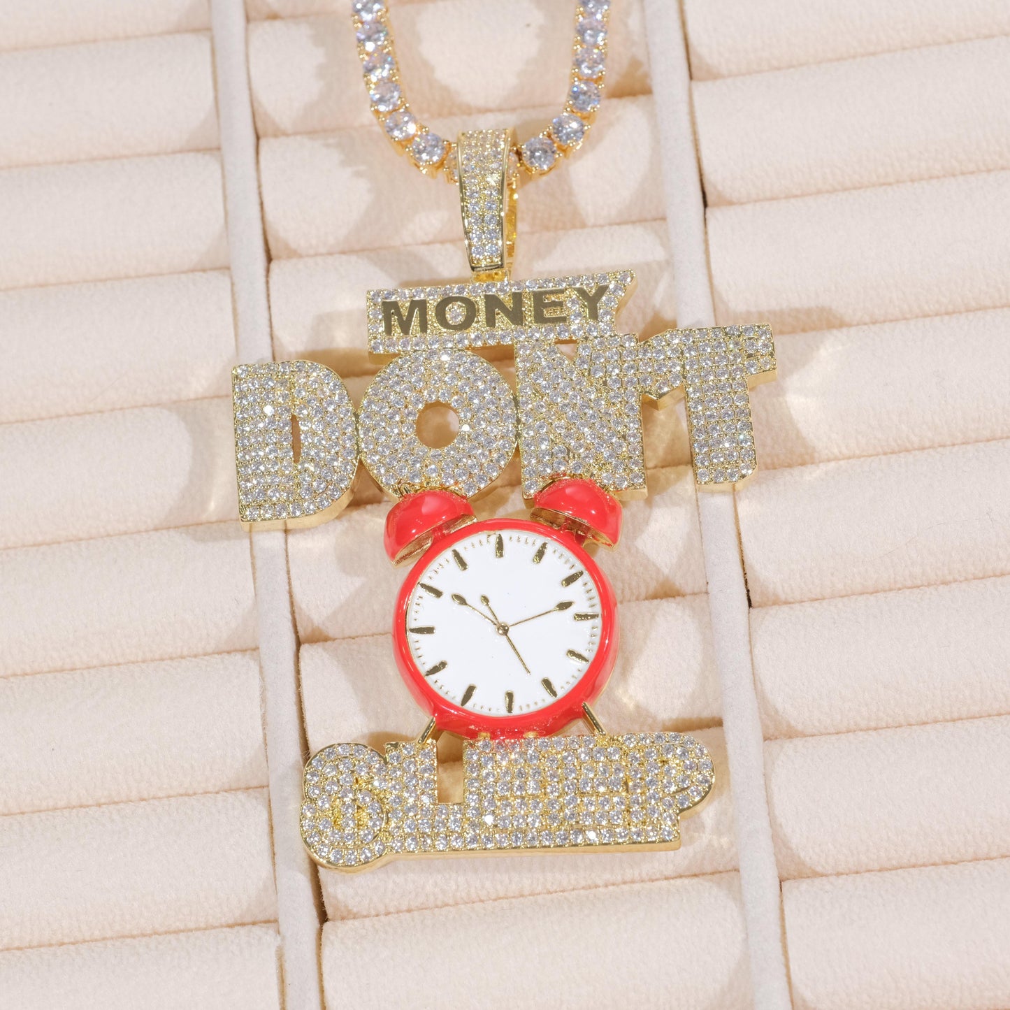 18K Gold-Plated Money Dont Sleep Iced Necklace