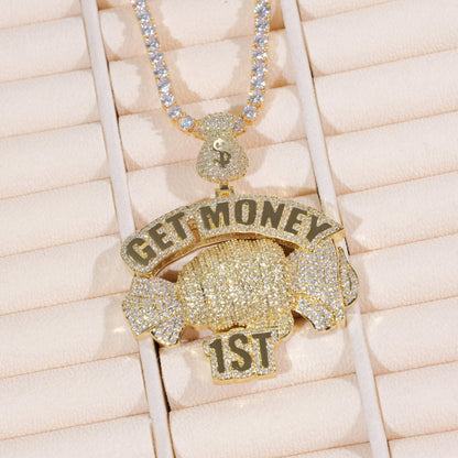 18K Gold-Plated Get Money First Iced Necklace