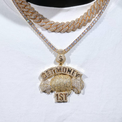 18K Gold-Plated Get Money First Iced Necklace