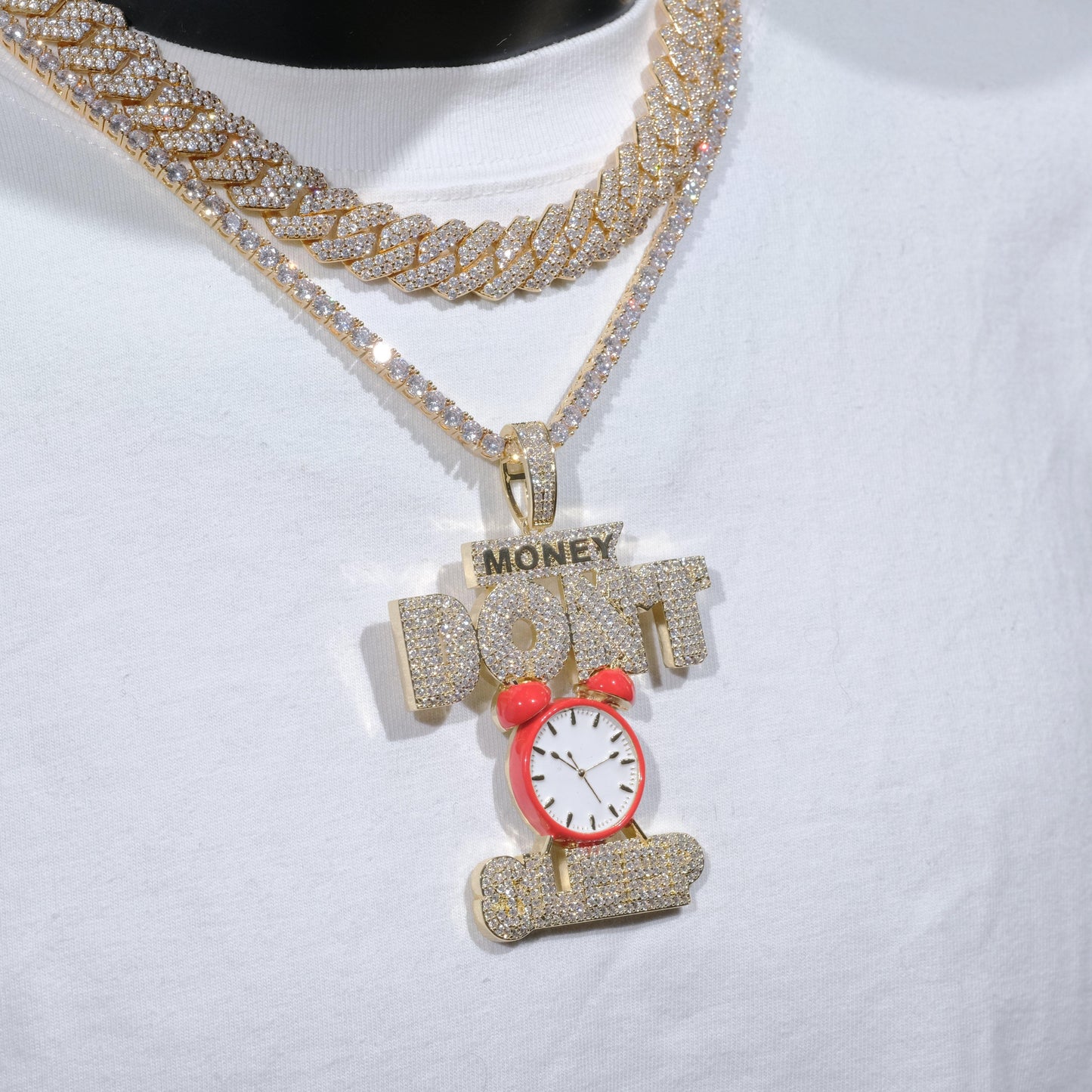 18K Gold-Plated Money Dont Sleep Iced Necklace
