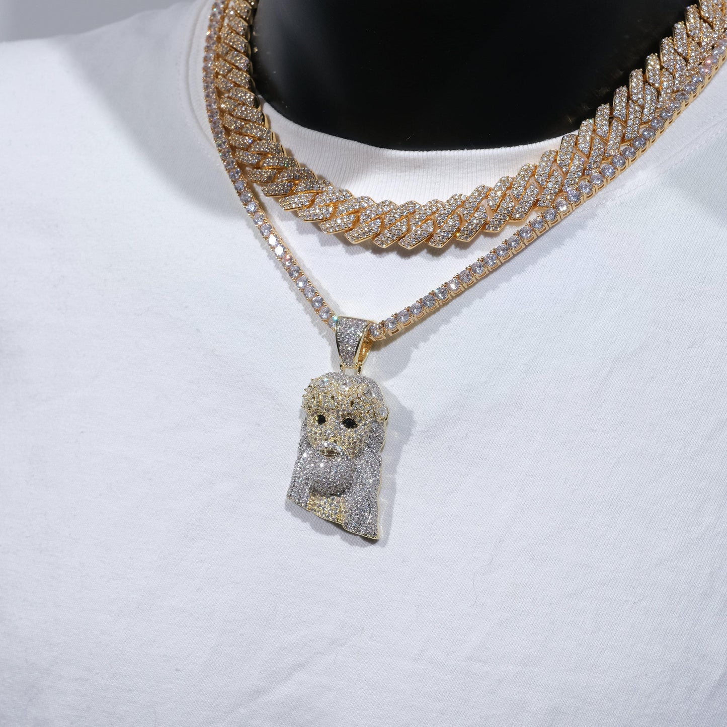 18K Gold-Plated Jesus Iced Necklace
