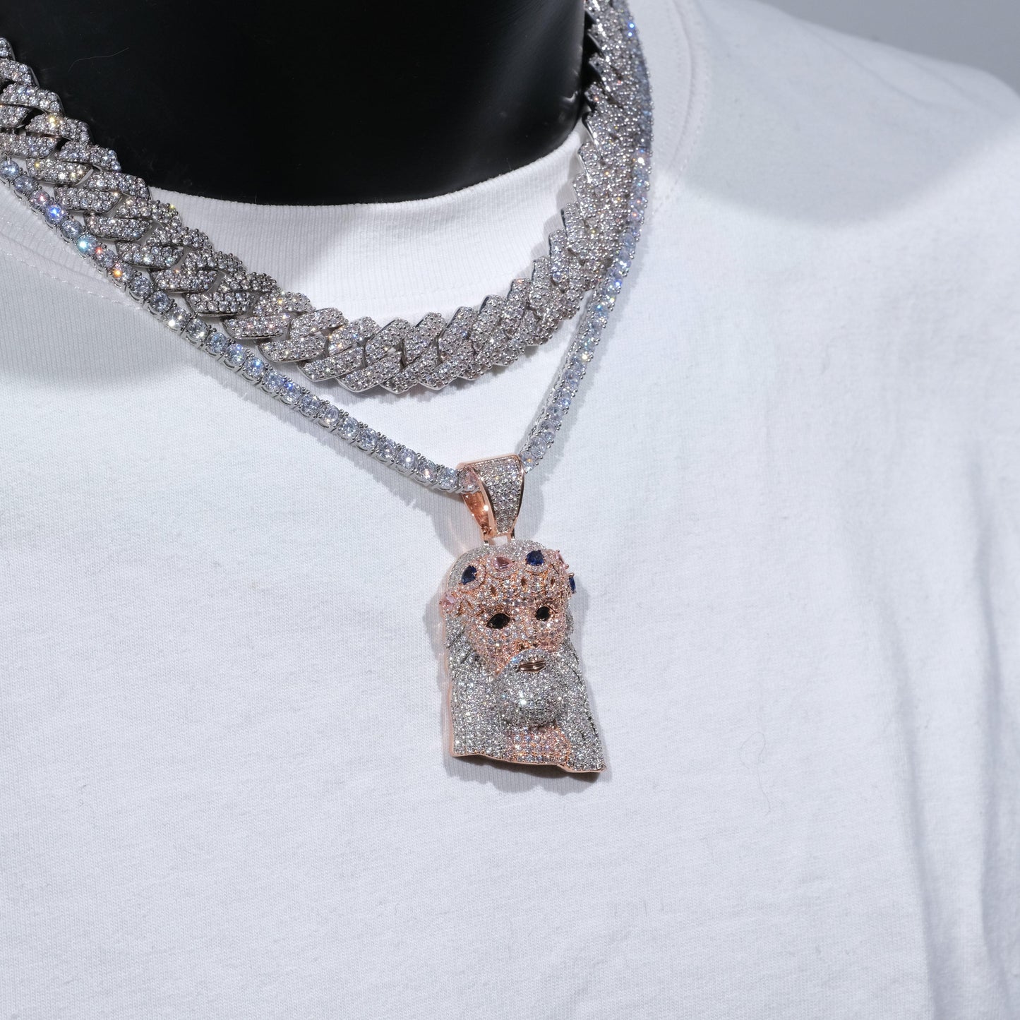 18K Gold-Plated Jesus Iced Necklace