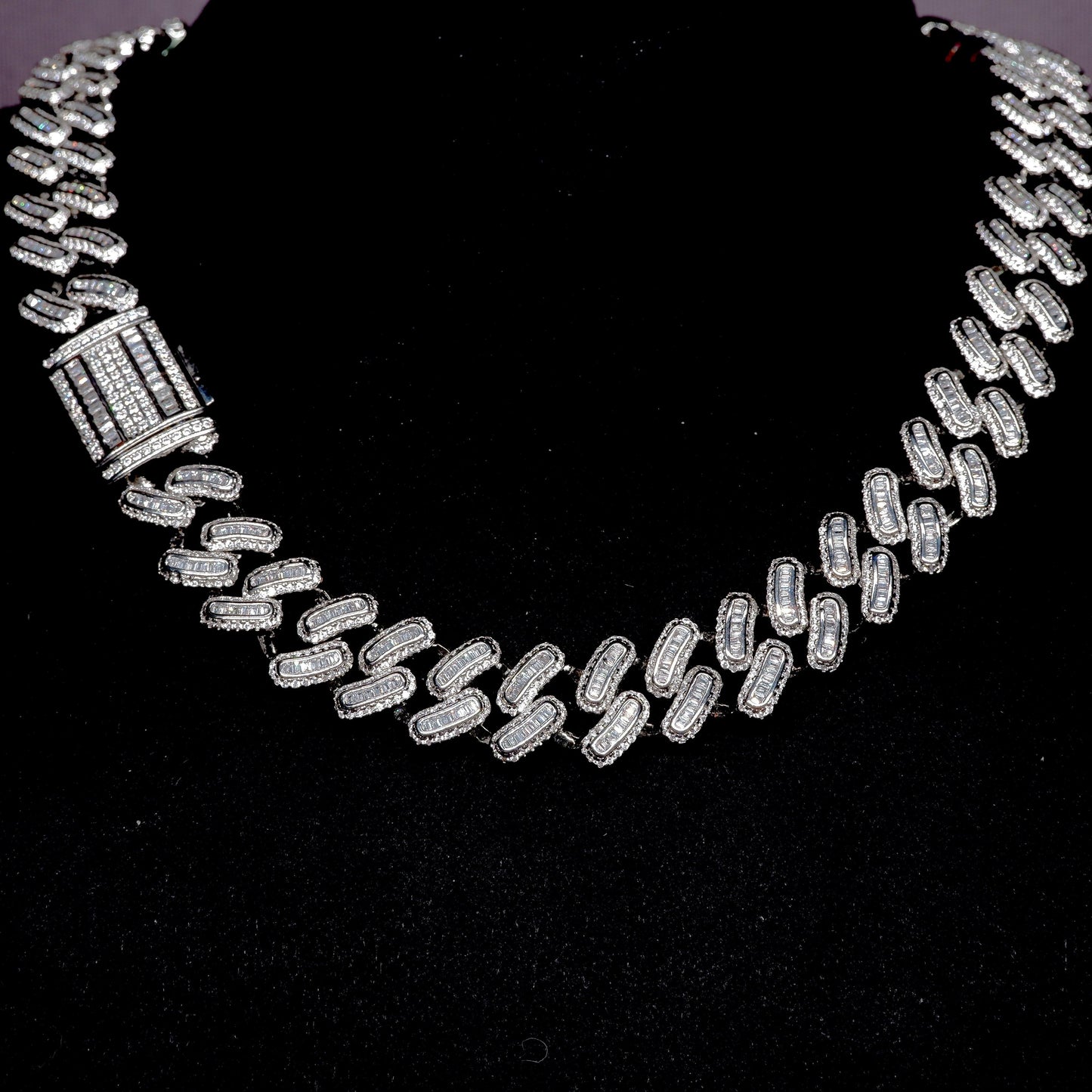 15mm 18K White/Gold-Plated BlingBling Baguette Iced Cuban Chain