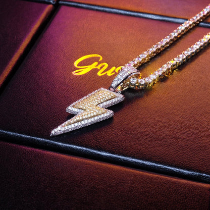 18K Gold-Plated CZ Iced Lightning Necklace