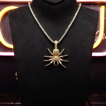 18K Gold-Plated AAA CZ Spider Pendant Necklace