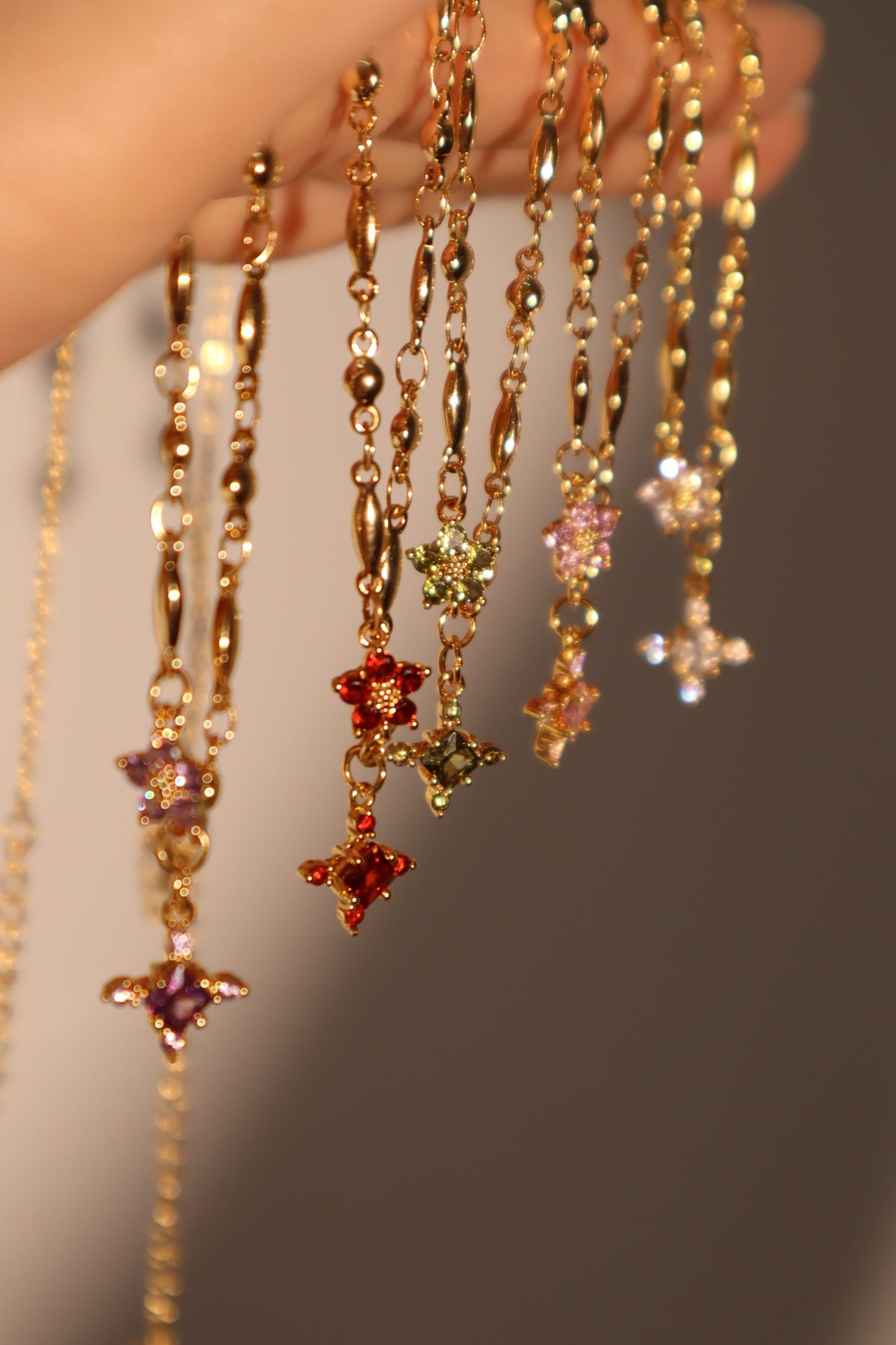 18K Real Gold Plated Amethyst Starlight Cross Necklace