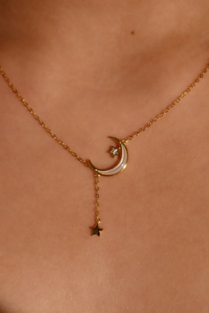 18K Gold Vermeil Shell Moon Star Necklace