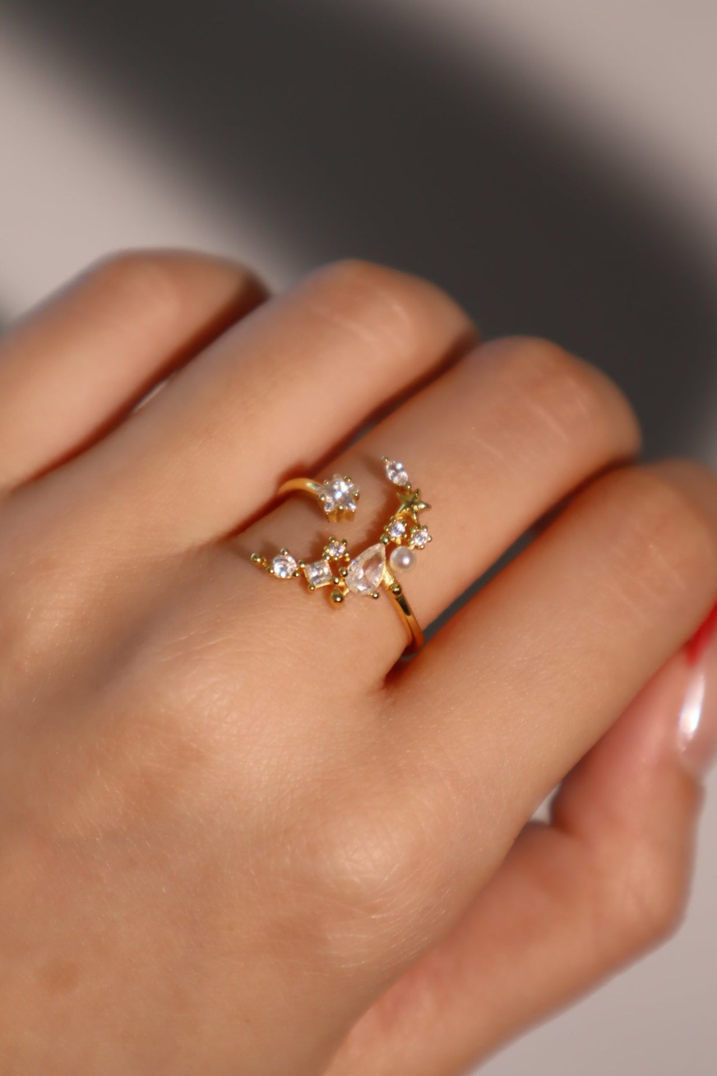14K Real Gold Plated Moon Star Ring