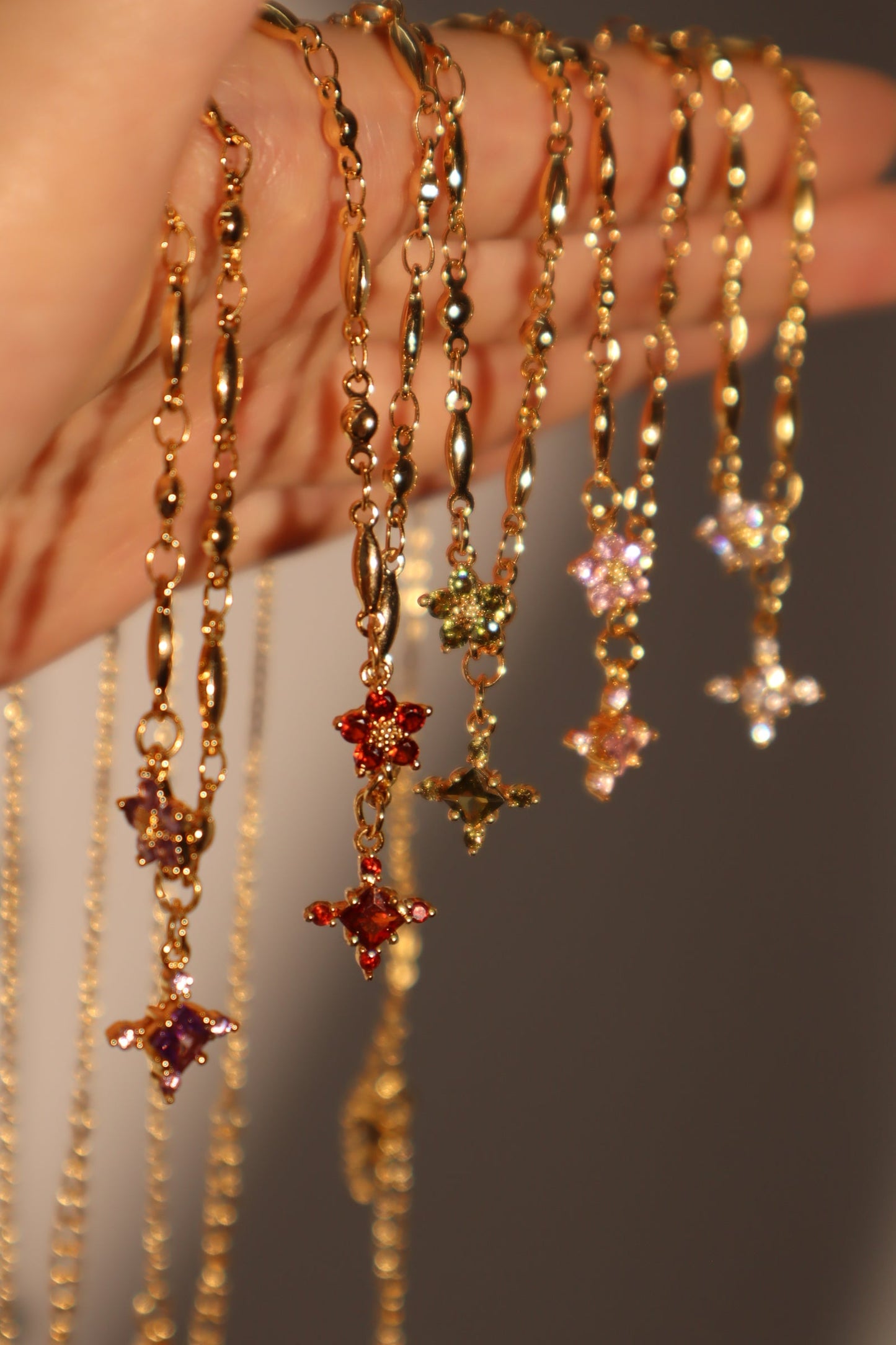 18K Real Gold Plated Amethyst Starlight Cross Necklace