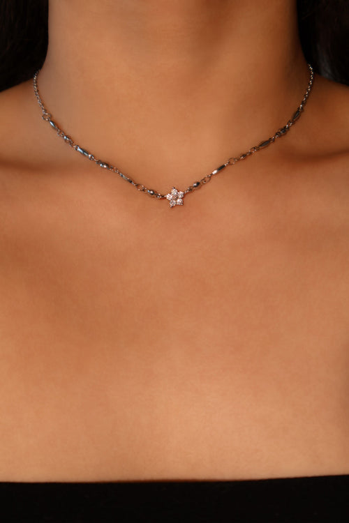Palladium White Gold Plated Starlight Bloom Necklace