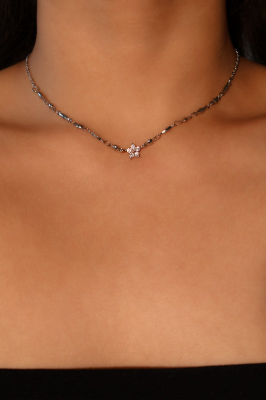 Palladium White Gold Plated Starlight Bloom Necklace