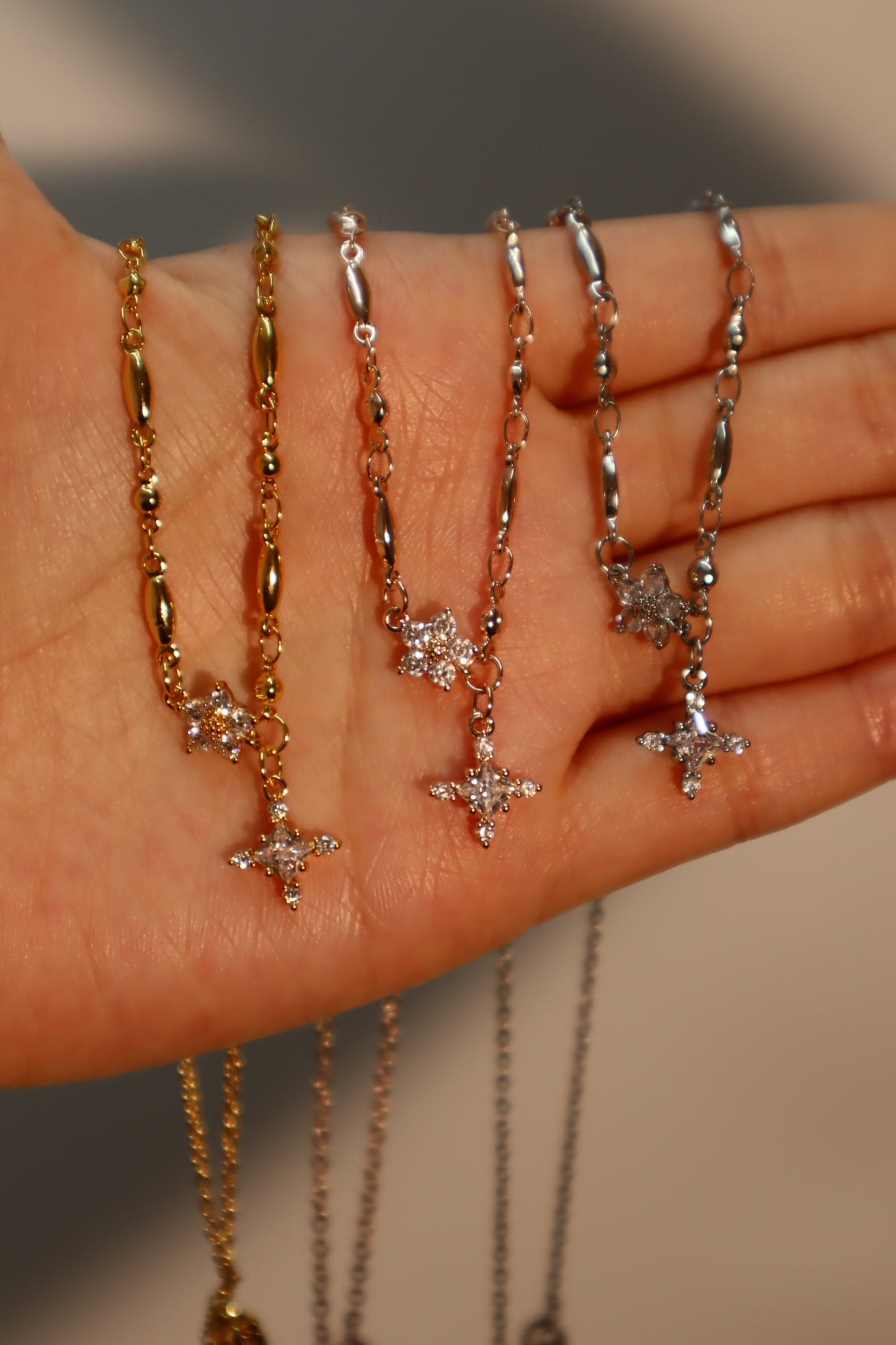 18K Rose Gold Plated Diamond Starlight Cross Necklace