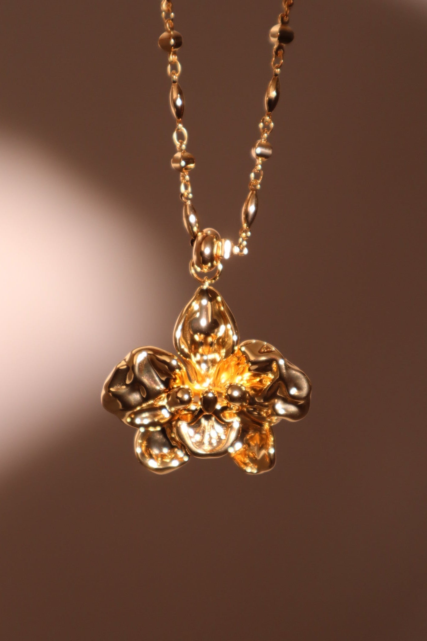 18K Real Gold Plated Orchid Necklace