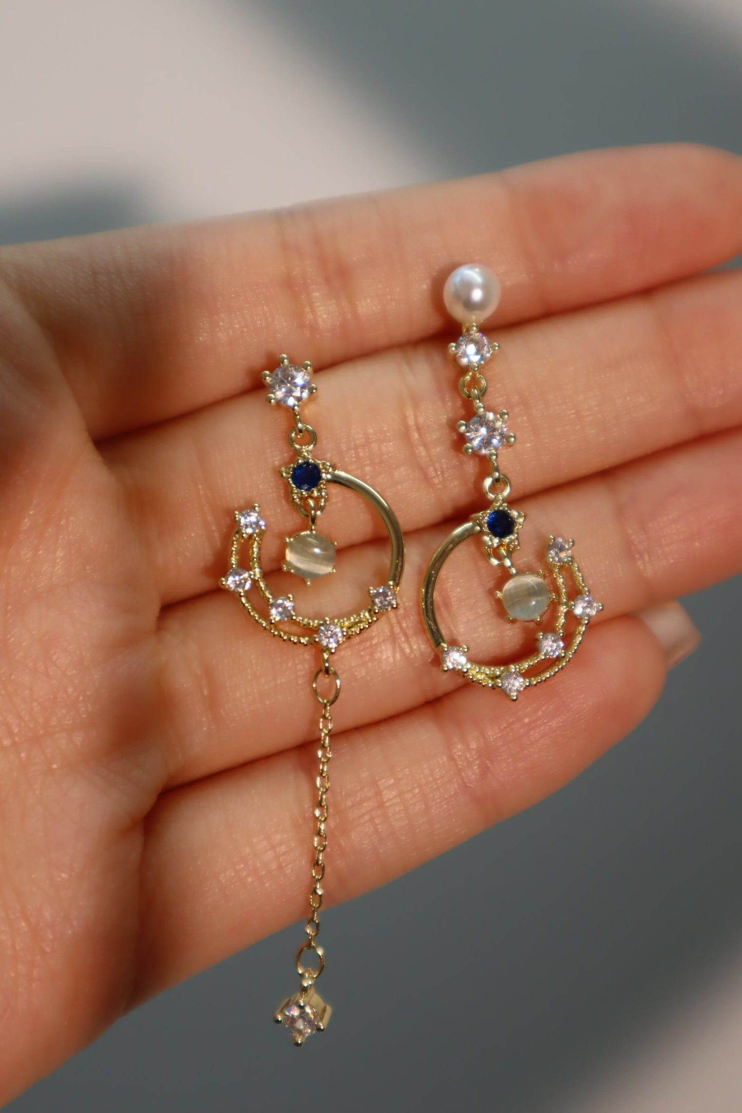 14K Real Gold Plated Moonlight Dangle Earrings