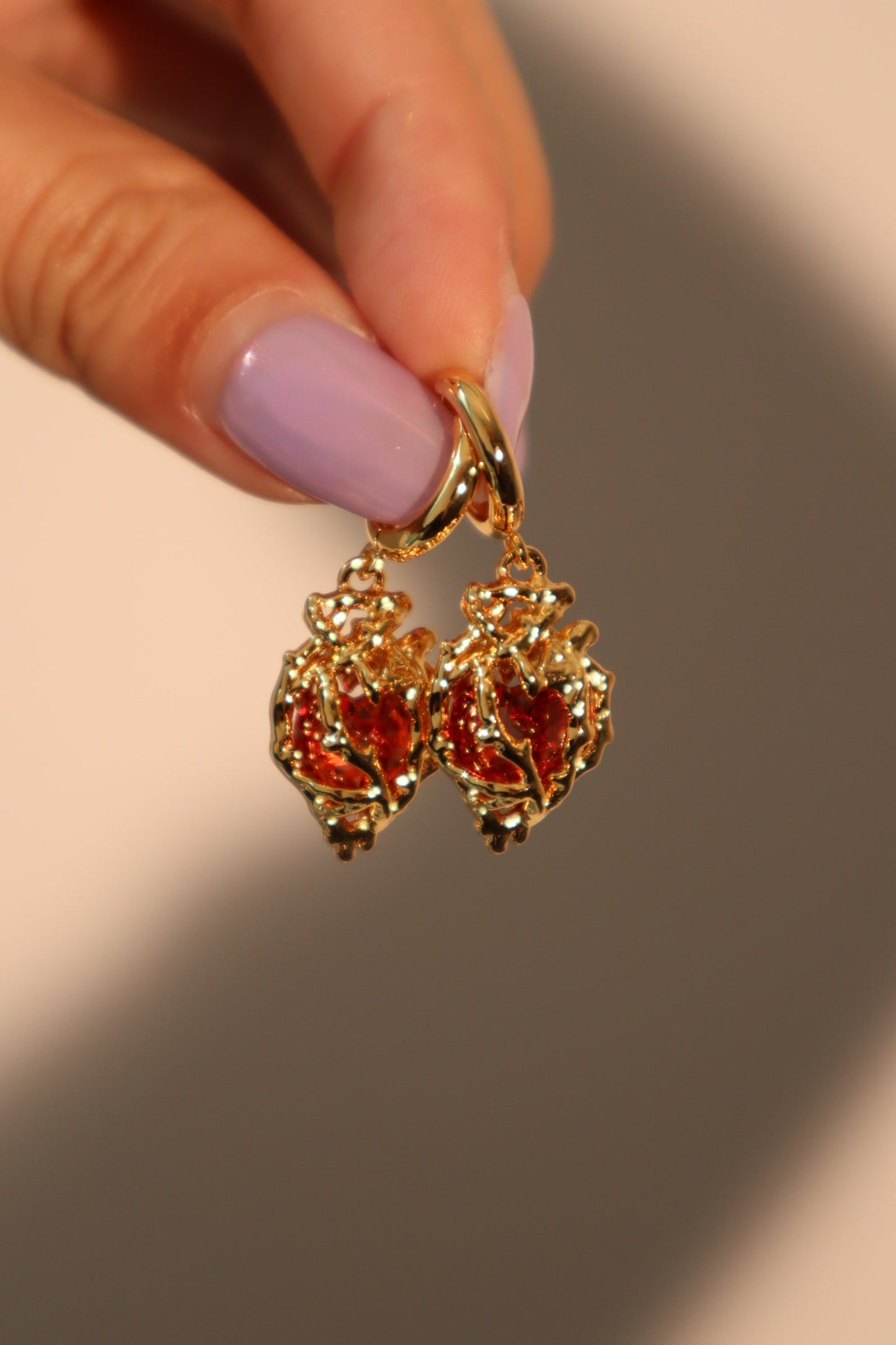 18K Real Gold Plated Heart Earrings