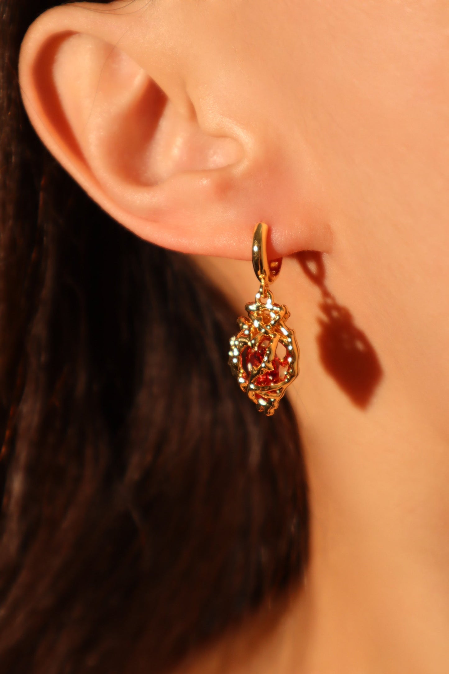 18K Real Gold Plated Heart Earrings