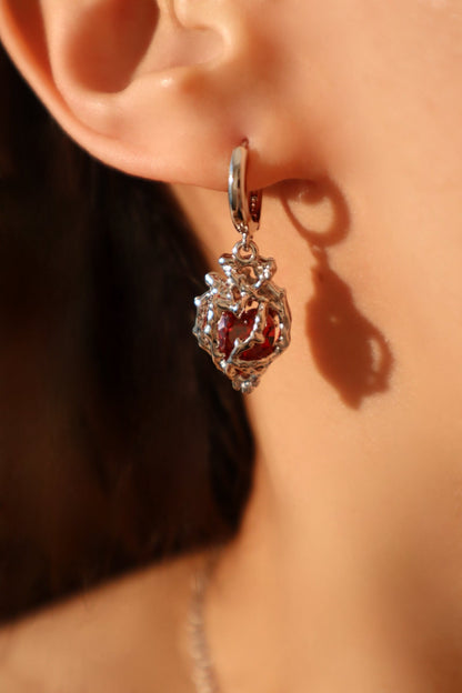 Palladium White Gold Plated Heart Earrings