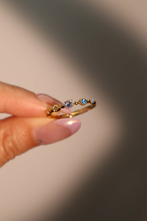18K Real Gold Plated Gradient Sapphire Ring